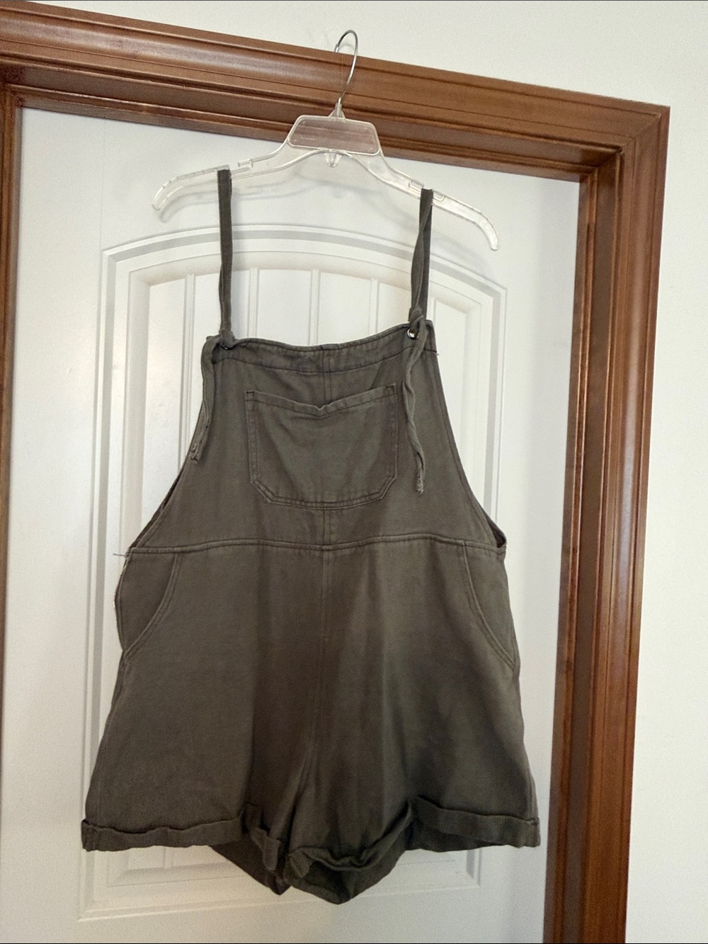Cider Gray Short Overalls Romper